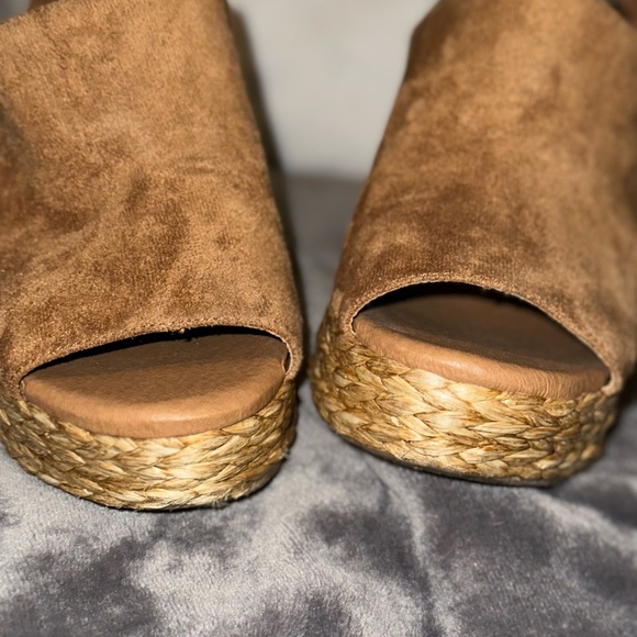 Coconuts By Matisse Straw High Heel Wedges Sandals - Picture 3 of 7